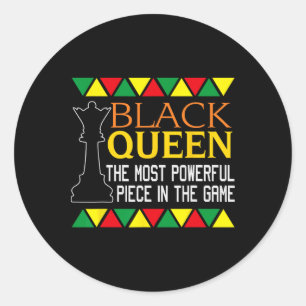 Zwarte koningin met de machtigste Chess African Am Ronde Sticker
