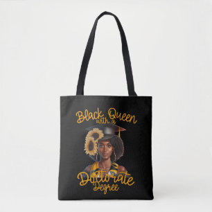 Zwarte koningin met doctoraatsgraad Afstuderen PhD Tote Bag