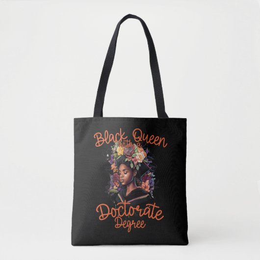 Zwarte koningin met doctoraatsgraad Afstuderen PhD Tote Bag (Voorkant)
