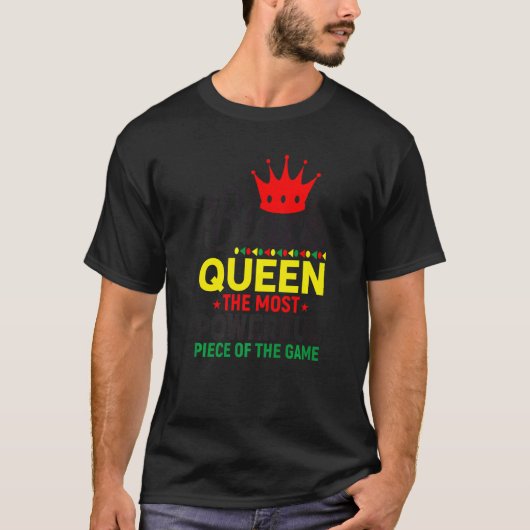Zwarte koningin op schaakspel Gamingprijs T-shirt (Voorkant)