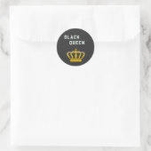 zwarte koningin ronde sticker (Tas)