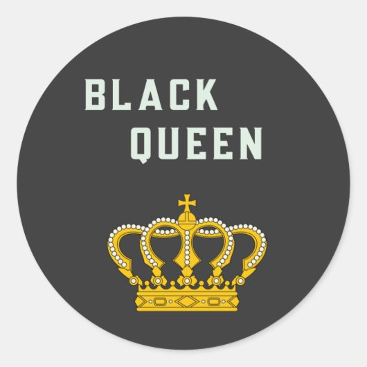 zwarte koningin ronde sticker (Voorkant)