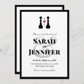 Zwarte koningin schaakstukken Lesbian Wedding Kaart (Voorkant / Achterkant)