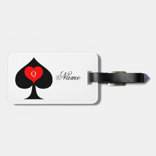 Zwarte koningin van de schoppen Red Heart Thunder_ Bagagelabel (Achterkant horizontaal)