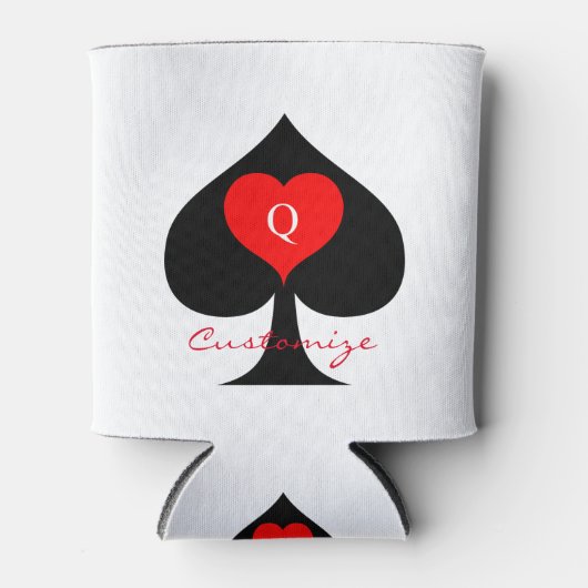 Zwarte koningin van de schoppen Red Heart Thunder_ Blikjeskoeler (Voorkant)