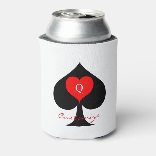 Zwarte koningin van de schoppen Red Heart Thunder_ Blikjeskoeler (Blikje Achterkant)