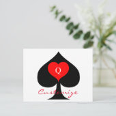 Zwarte koningin van de schoppen Red Heart Thunder_ Briefkaart (Staand voorkant)