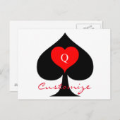 Zwarte koningin van de schoppen Red Heart Thunder_ Briefkaart (Voorkant / Achterkant)