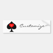 Zwarte koningin van de schoppen Red Heart Thunder_ Bumpersticker (Voorkant)
