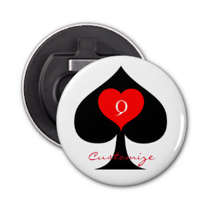 Zwarte koningin van de schoppen Red Heart Thunder_ Button Flesopener