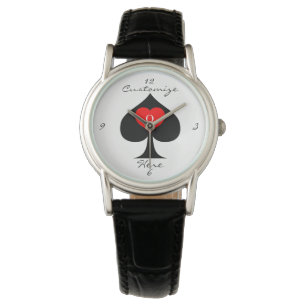 Zwarte koningin van de schoppen Red Heart Thunder_ Horloge