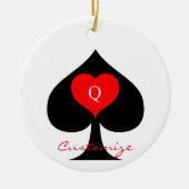 Zwarte koningin van de schoppen Red Heart Thunder_ Keramisch Ornament (Voorkant)
