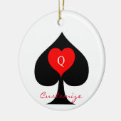 Zwarte koningin van de schoppen Red Heart Thunder_ Keramisch Ornament (Links)