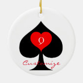 Zwarte koningin van de schoppen Red Heart Thunder_ Keramisch Ornament (Achterkant)