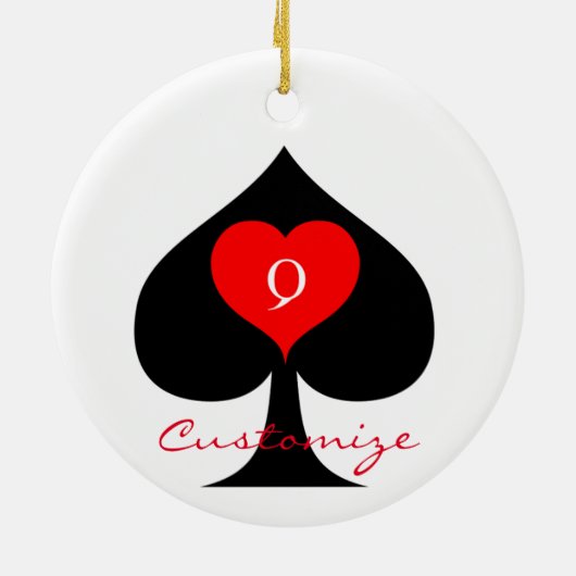 Zwarte koningin van de schoppen Red Heart Thunder_ Keramisch Ornament (Achterkant)
