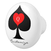 Zwarte koningin van de schoppen Red Heart Thunder_ Keramische Knop (Rechts)