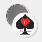 Zwarte koningin van de schoppen Red Heart Thunder_ Magneet (Voorkant / Achterkant)