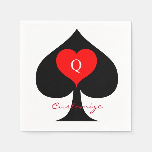 Zwarte koningin van de schoppen Red Heart Thunder_ Servet (Voorkant)