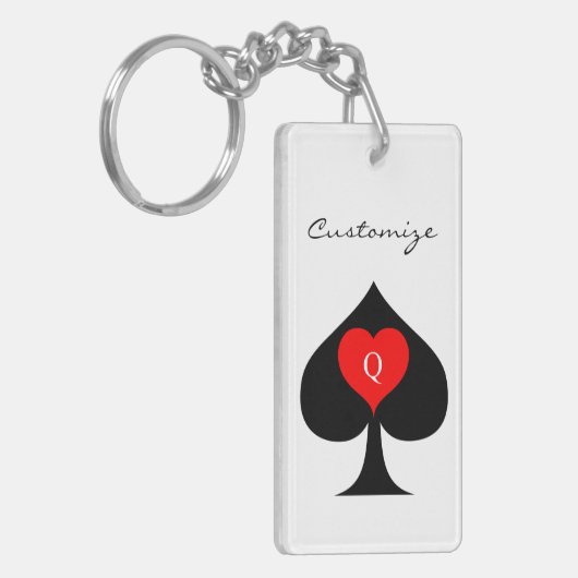 Zwarte koningin van de schoppen Red Heart Thunder_ Sleutelhanger (Voorkant Links)