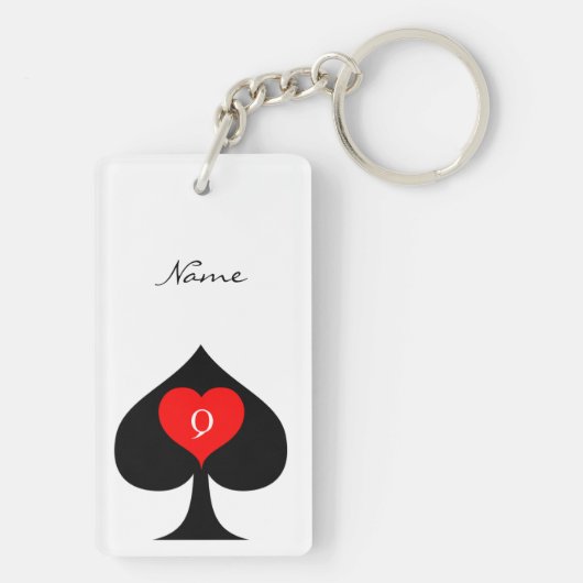 Zwarte koningin van de schoppen Red Heart Thunder_ Sleutelhanger (achterkant)