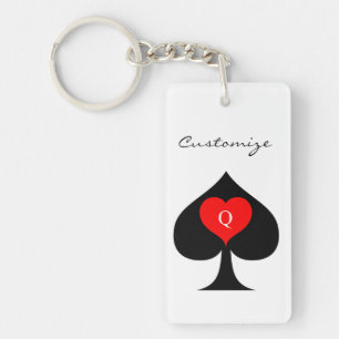 Zwarte koningin van de schoppen Red Heart Thunder_ Sleutelhanger