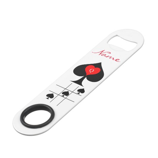 Zwarte koningin van de schoppen Red Heart Thunder_ Speed Flessenopener (Voorkant Gekanteld)