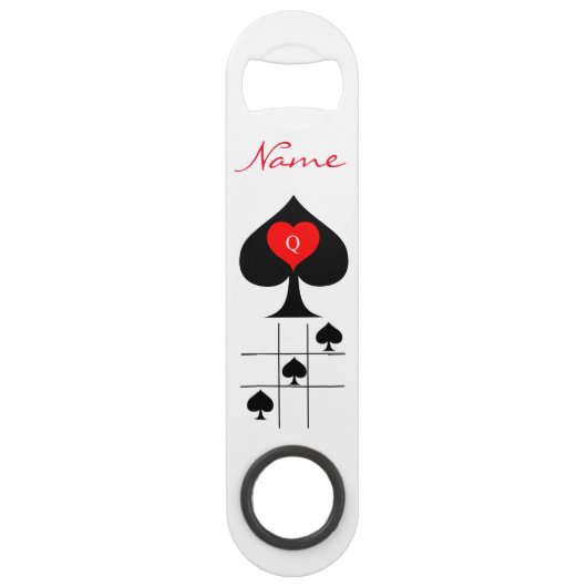 Zwarte koningin van de schoppen Red Heart Thunder_ Speed Flessenopener (Voorkant)