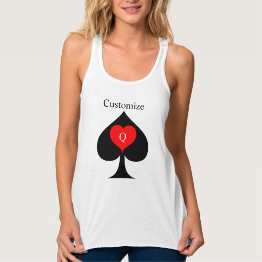 Zwarte koningin van de schoppen Red Heart Thunder_ Tanktop (Voorkant)