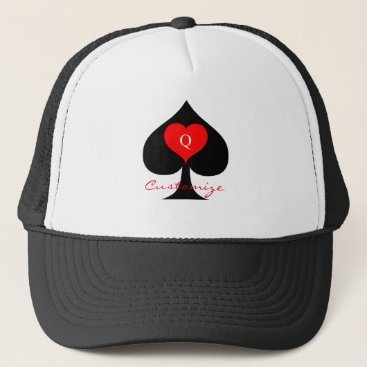 Zwarte koningin van de schoppen Red Heart Thunder_ Trucker Pet (Voorkant)