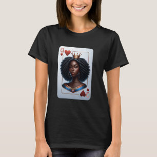 Zwarte Koningin van harten kaartspel trotse zwarte T-shirt