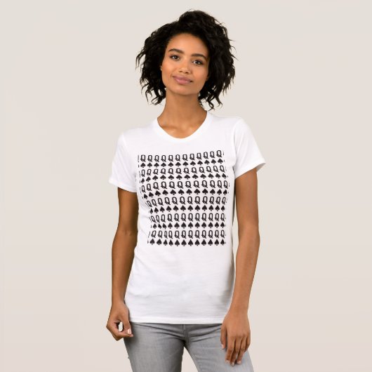Zwarte koningin van schoppenpatroon t-shirt (Voorkant volledig)