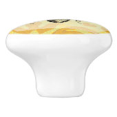 zwarte koningin W/Zonnebloemachtergrond Keramische Knop (Zijkant)