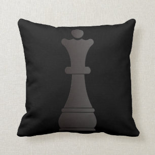 Zwarte koninginnenschaakstuk kussen