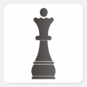 Zwarte koninginnenschaakstuk vierkante sticker (Voorkant)