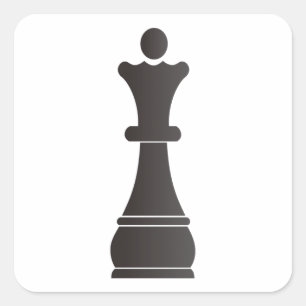 Zwarte koninginnenschaakstuk vierkante sticker