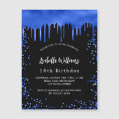 Zwarte koninklijke blauw drift luxe magnetische uitnodiging (Voorkant)