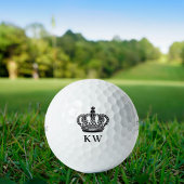 Zwarte koninklijke kroon monogram initialen golfballen