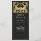 Zwarte Koninklijke Leeuw Middeleeuws Zwaard Weddin Programmakaart (Voorkant)