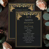 Zwarte Koninklijke Leeuw Middeleeuws Zwaard Weddin Programmakaart