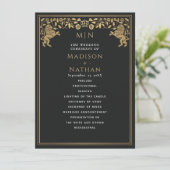 Zwarte Koninklijke Leeuw Middeleeuws Zwaard Weddin Programmakaart (Staand voorkant)