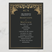 Zwarte Koninklijke Leeuw Middeleeuws Zwaard Weddin Programmakaart (Voorkant)