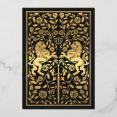 Zwarte Koninklijke Leeuw Middeleeuwse bruiloft Folie Uitnodiging (Achterkant)