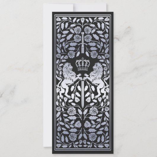 Zwarte Koninklijke Leeuw Middeleeuwse Zilveren Bru Kaart (Achterkant)