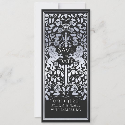 Zwarte Koninklijke Leeuw Middeleeuwse Zilveren Bru Kaart (Voorkant)