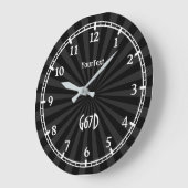 Zwarte Kool Zonneburst Wijzerplaat Tekst en Monogr Grote Klok (Hoek)