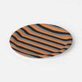 Zwarte, koolgrijze en Oranje strepen Papieren Bordje (Gekanteld)