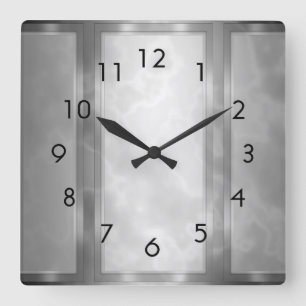 Zwarte Koolkoolmarmer-panelen Vierkante Klok