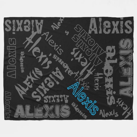 Zwarte koolsteengrijs, ijskblauw bindmiddel Collag Fleece Deken (Voorkant (Horizontaal))