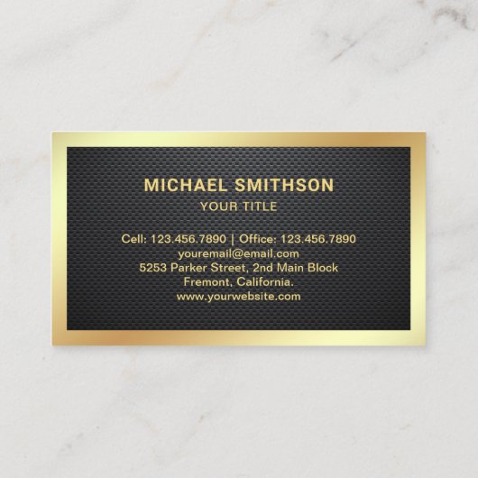 Zwarte koolstof - Goud Luxejacht charter Visitekaartje (Achterkant)