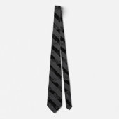 Zwarte koolstof Tuxedo Stripe Black Lion Embleem Stropdas (Voorkant)